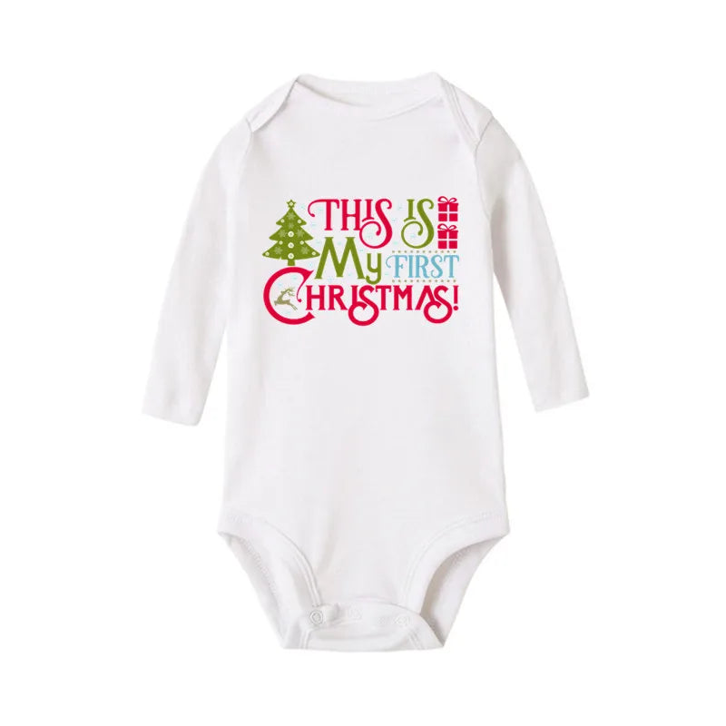 My First Christmas Reindeer Print Baby Onsies Jumpsuit