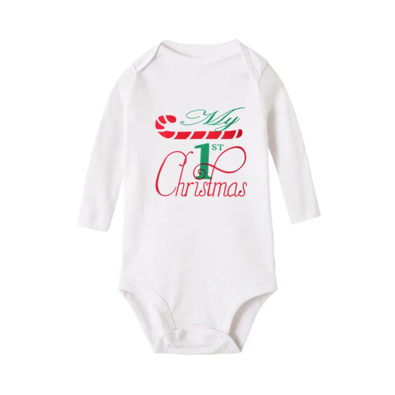 My First Christmas Reindeer Print Baby Onsies Jumpsuit