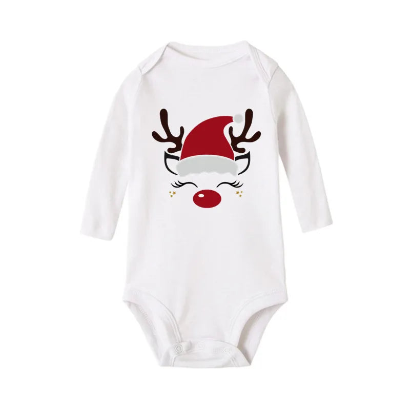 My First Christmas Reindeer Print Baby Onsies Jumpsuit