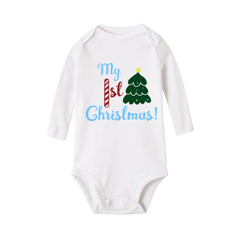 My First Christmas Reindeer Print Baby Onsies Jumpsuit