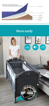 IMBABY Baby Bed Portable Baby Cribs with Diaper Table Baby Nest Double Decker Baby Sleep Cradle Multifunctional Playpen Crib