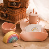 Let's Make Baby Feeding Tableware Sets Waterproof Drinking Learned Cups Food Grade Silicone Rainbow Children Toys Gifts 