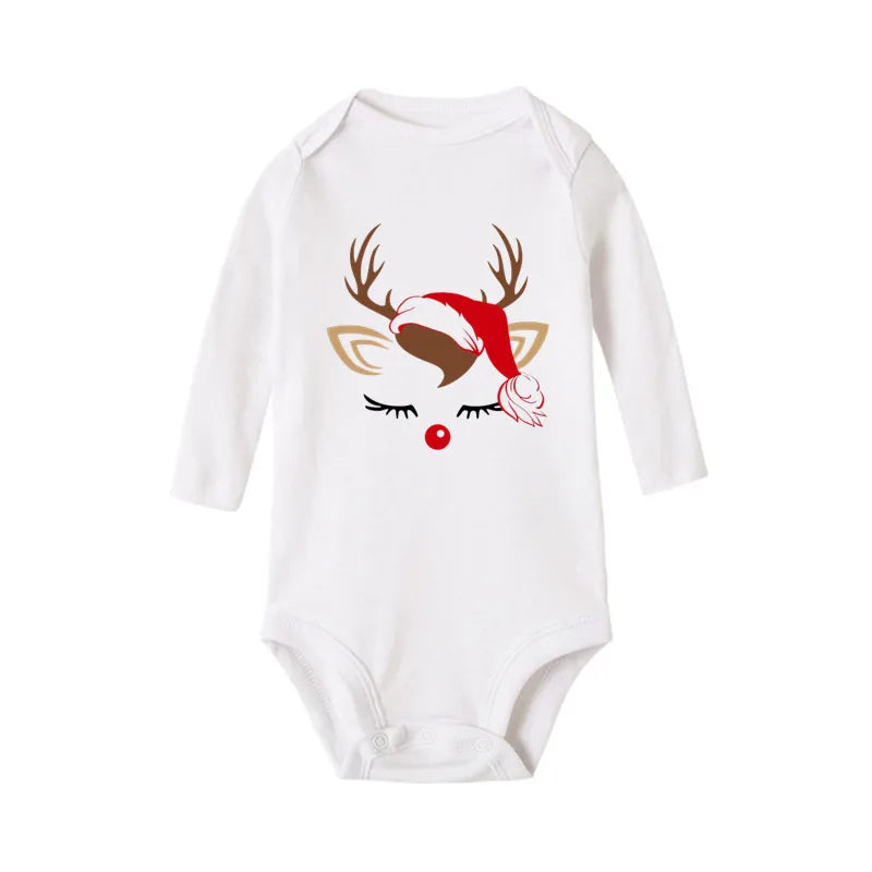 My First Christmas Reindeer Print Baby Onsies Jumpsuit