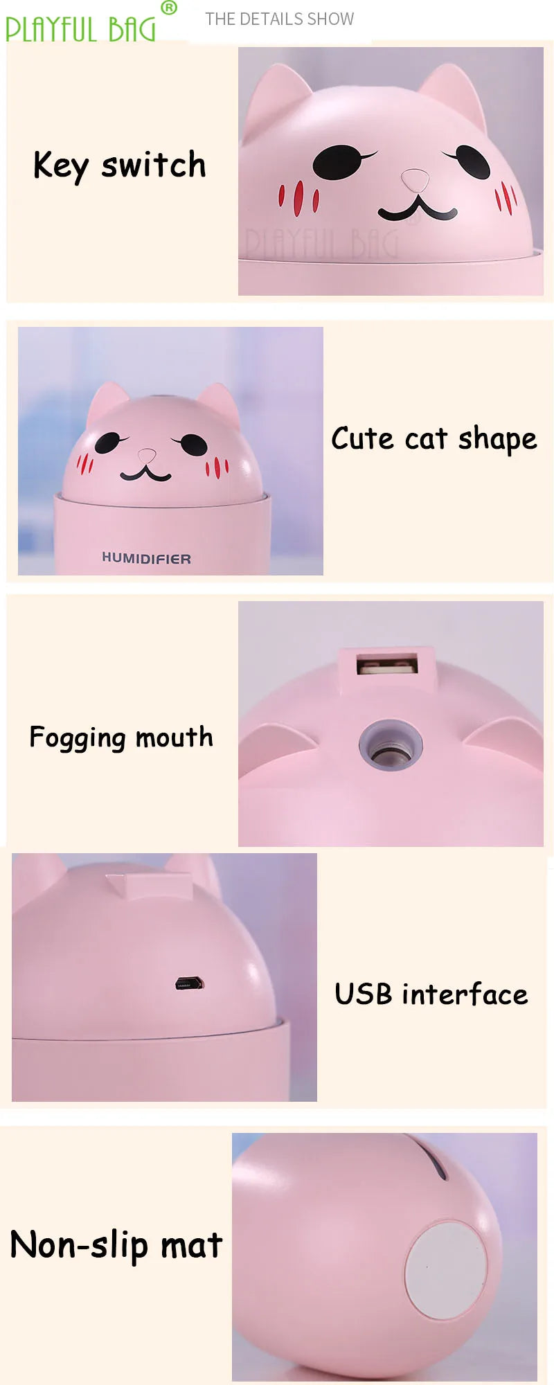 New Fashion Children's Toys!Lovely cat modeling Air Humidifier with LED night light USB charging