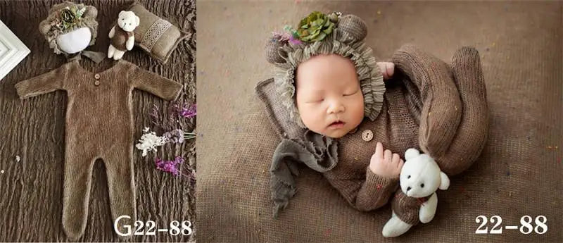 Newborn Photography Props  Newborn  Boy Girl Romper Hat Baby Romper Bodysuits Outfit  Photography  Props Clothing