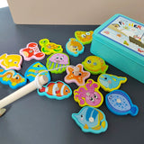 Wood Magnetic Fishing Toys Suit Iron Box Kids Puzzle