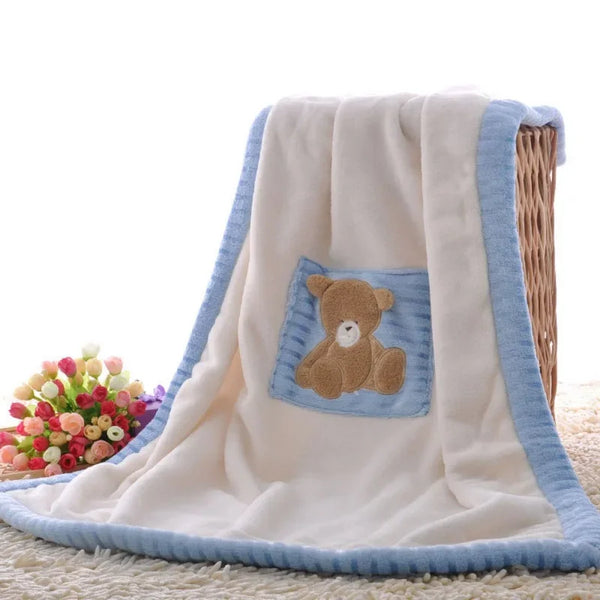 Baby Blanket Winter Coral Velvet Soft Skin Kid Sleeping Sheets Baby Stroller Windproof Warm Bear Multi-functional Cover Blanket