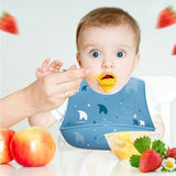 Silicone Baby Bibs for Babies Toddlers Unisex Soft Adjustable Fit Waterproof Feeding Bibs with Food Catcher Pocket