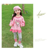 Sanrio Kuromi Printed Girl's Sweatshirts Sets Children's Casual Pullovers Pants Two Piece Kids Tracksuits Teen Girls Sport Suits