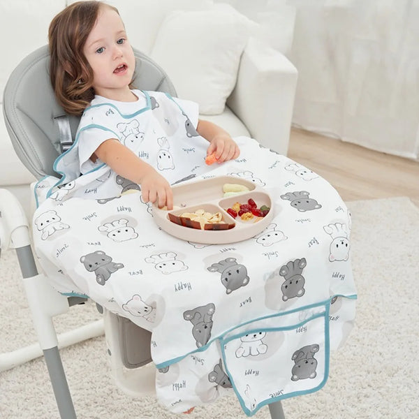 Portable Highchair Coverall Short Long Sleeves Waterproof Baby Long Sleeve Scarf Feeding Bib