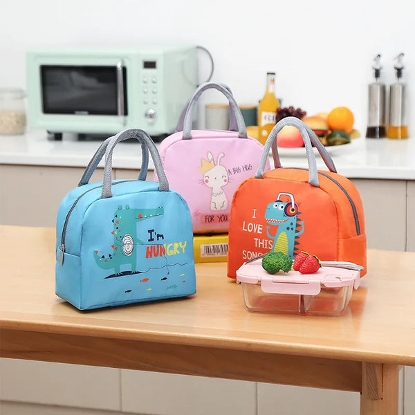 Cute Lunch Bag Cartoon Bento Box Bag Small Thermal Insulated Pouch For Kids Child School Snacks Lunch Box Container Tote Handbag