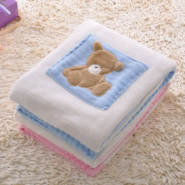 Baby Blanket Winter Coral Velvet Soft Skin Kid Sleeping Sheets Baby Stroller Windproof Warm Bear Multi-functional Cover Blanket