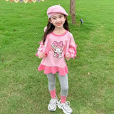 Sanrio Kuromi Printed Girl's Sweatshirts Sets Children's Casual Pullovers Pants Two Piece Kids Tracksuits Teen Girls Sport Suits