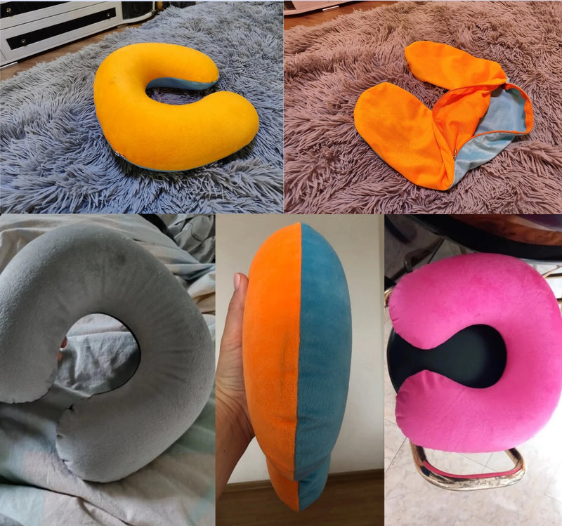 U-shaped Travel Pillow Car Air Flight Office Inflatable Neck Pillow