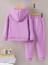 Fall/Winter new casual comfort warm girl's print warm lining hoodie and sweatpants set