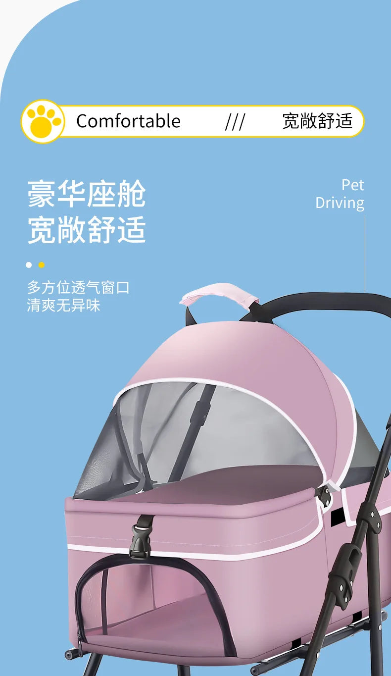 Spacious Universal Pet Carrier Cushioned Wheels Folding Dog Seat for Safe and Convenient Pet Travel, Compact Pet Carrier