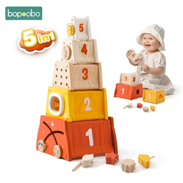 Newborn Threading Board Beech Wooden Educational Shape Matching Toy Wooden Montessori Toys Stacking Blocks Puzzle Toy Baby Gifts