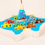 Kids' Animal Fishing Toys Montessori Wooden Magnetic Fishing Game Cartoon Fishing Rod Educational Toys for Kids Christmas Gift