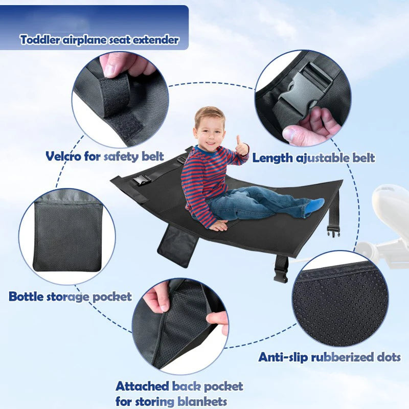 Children Travel Airplane Bed Portable Toddler Airplane Footrest Seat Extender Hammock