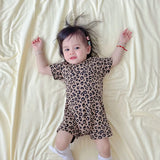 Stylish Comfortable Casual Leopard Print Baby Rompers Cute Summer Wear for Girls and Boys Soft Cotton One-Piece Bodysuit 0-24M