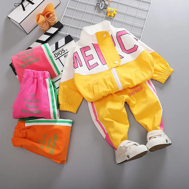 New Arrival Hot Kid Tracksuit Boys Girls Clothing Sets Fashion Casual Long Sleeve Letter Zipper Oufit Infant Clothes Baby Pants