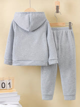 Fall/Winter new casual comfort warm girl's print warm lining hoodie and sweatpants set