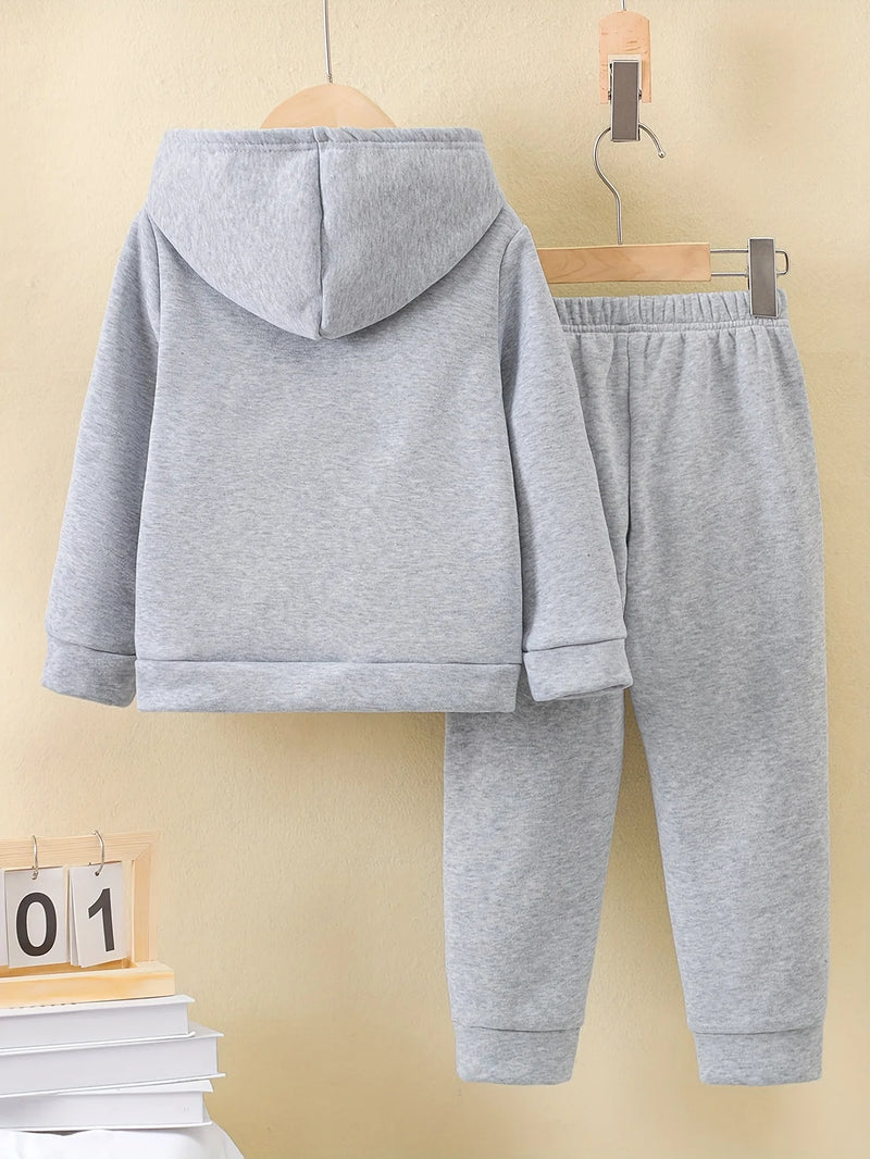 Fall/Winter new casual comfort warm girl's print warm lining hoodie and sweatpants set