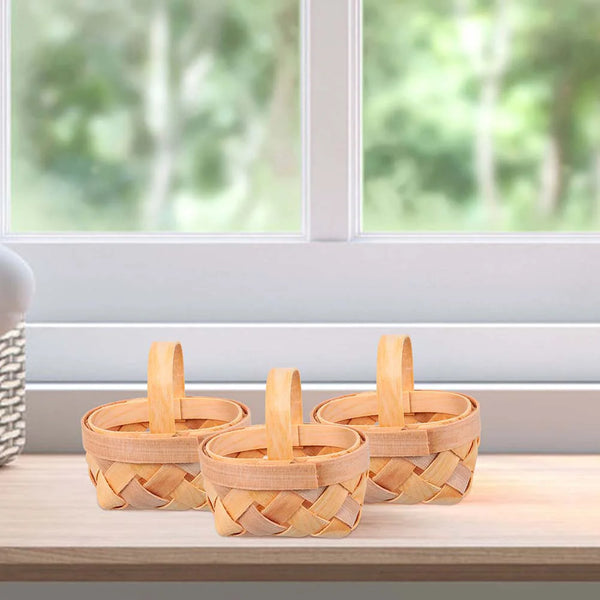 8 Pcs Hand Woven Basket Chip Hand-woven Storage Container Mini Candy Packing Handmade Bamboo Toys