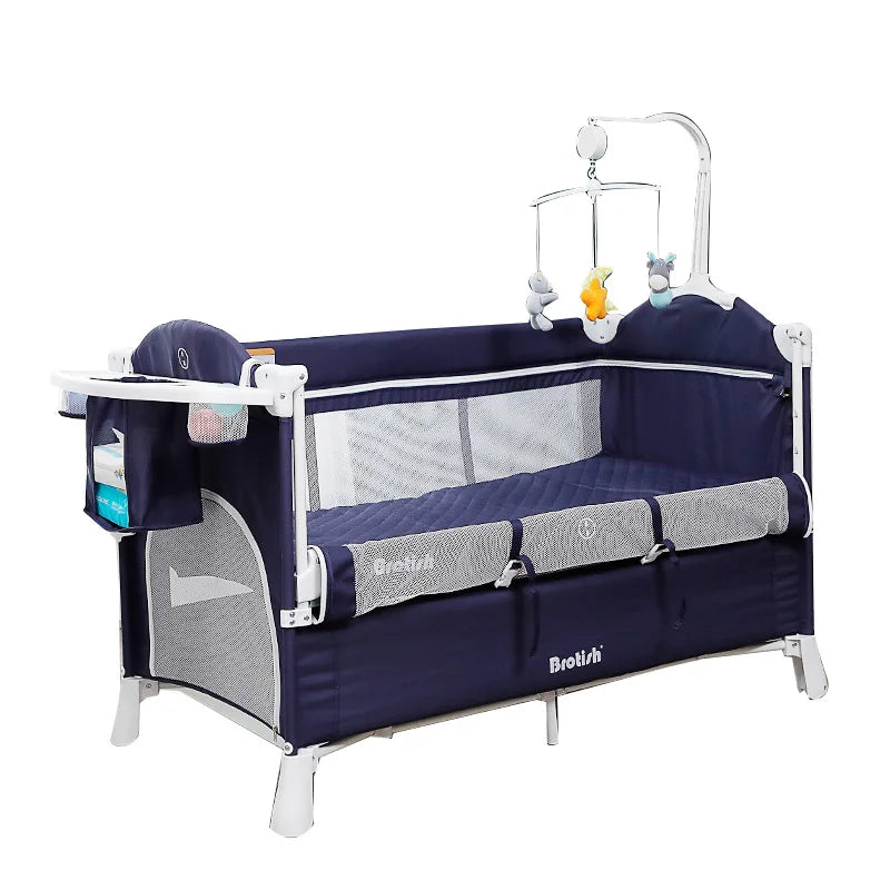 IMBABY Baby Bed Portable Baby Cribs with Diaper Table Baby Nest Double Decker Baby Sleep Cradle Multifunctional Playpen Crib