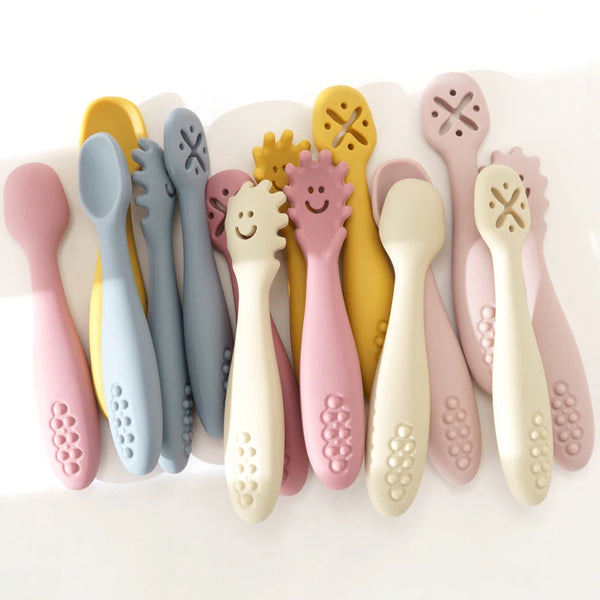 3PCS Cute Baby Learning Spoons Utensils Set Newborn Feeding Spoon Set Toddler Scoop Weaning Cutlery Children‘s Tableware