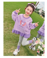 Sanrio Kuromi Printed Girl's Sweatshirts Sets Children's Casual Pullovers Pants Two Piece Kids Tracksuits Teen Girls Sport Suits