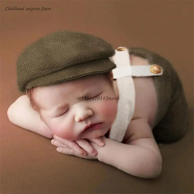 Infant Photography Props Hat & Suspender Pants Photo Suit Photostudio Props Universal Newborn Costume Shower Dropship