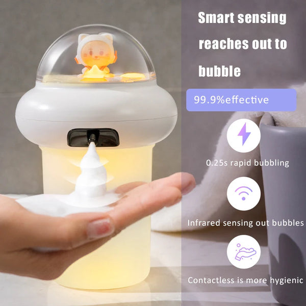 Smart Automatic Sensor Hand Sanitizer Household Foam Hand Sanitizer  With Ambient Night Light  Portable  USB Charging