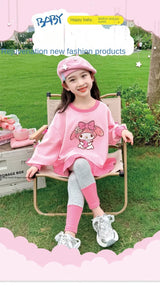 Sanrio Kuromi Printed Girl's Sweatshirts Sets Children's Casual Pullovers Pants Two Piece Kids Tracksuits Teen Girls Sport Suits