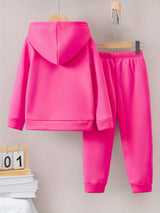 Fall/Winter new casual comfort warm girl's print warm lining hoodie and sweatpants set