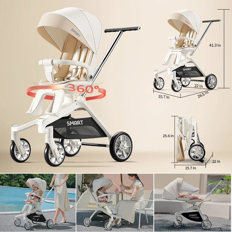 High View Portable Baby Stroller Compact Lightweight Travel Stroller for Babies & Toddlers With 360°Swivel Seat