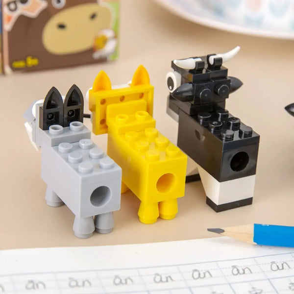 DIY Animal Shape Building Blocks Pencil Sharpener Drawing Puzzle Toys DIY Assembly Pencil Sharpener Sketching Writing